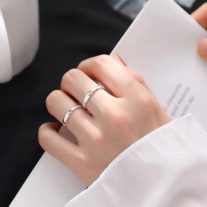 Buyee 925 Sterling Silver Couples Ring Elegant Can Engrave Name & Date Open Ring for Women Men Classic Fine Jewelry Circle - Image 4