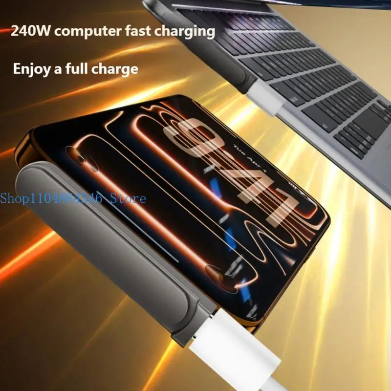 652F Foldable Phone Stand with 240W Fast Charging Adapter Phone Charging Holder Metal Texture for Travel and Office Use