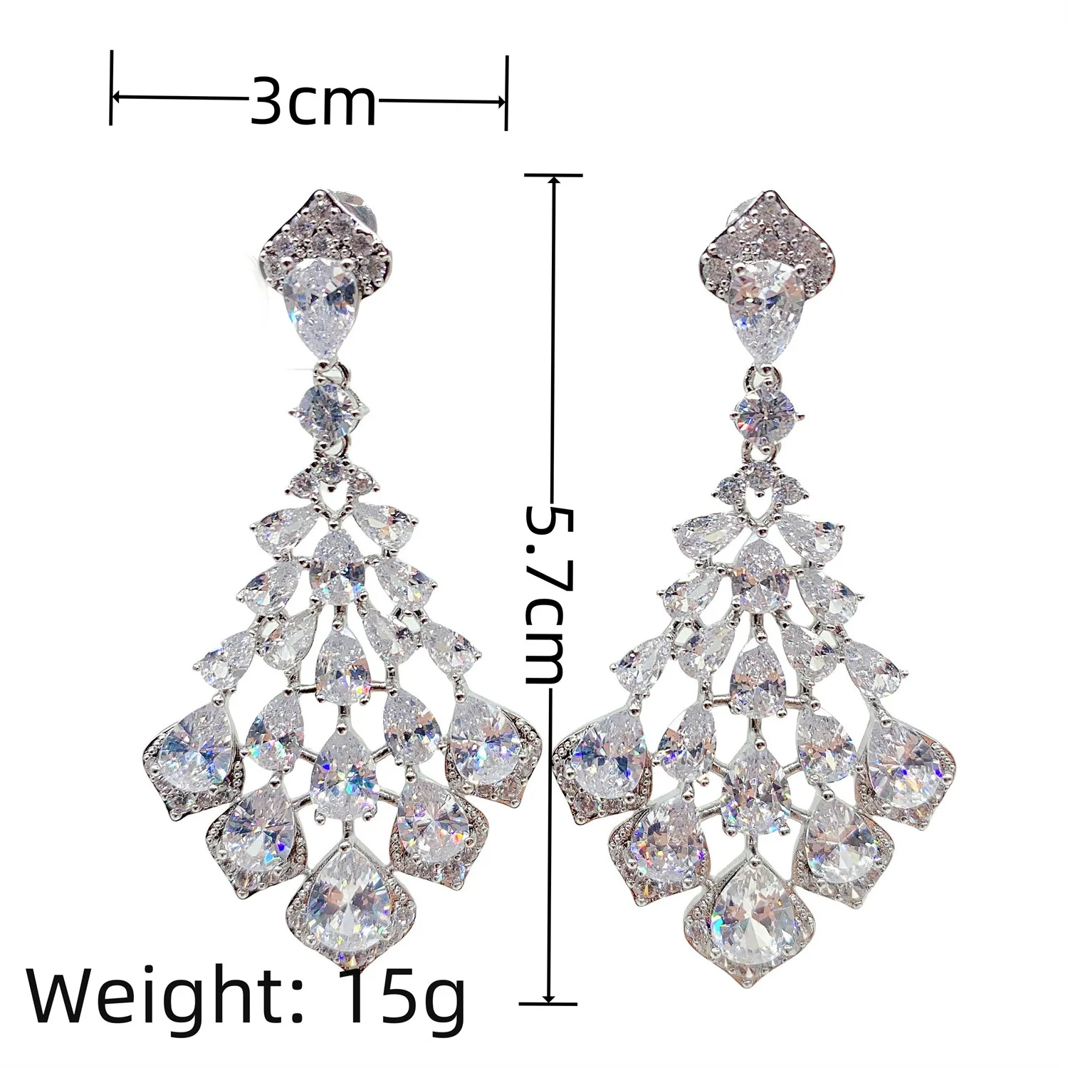 Novo translúcido gotas de água pétala brincos feminino zircônia conjunto jóias festival verão evento baile presente casamento vestido e83