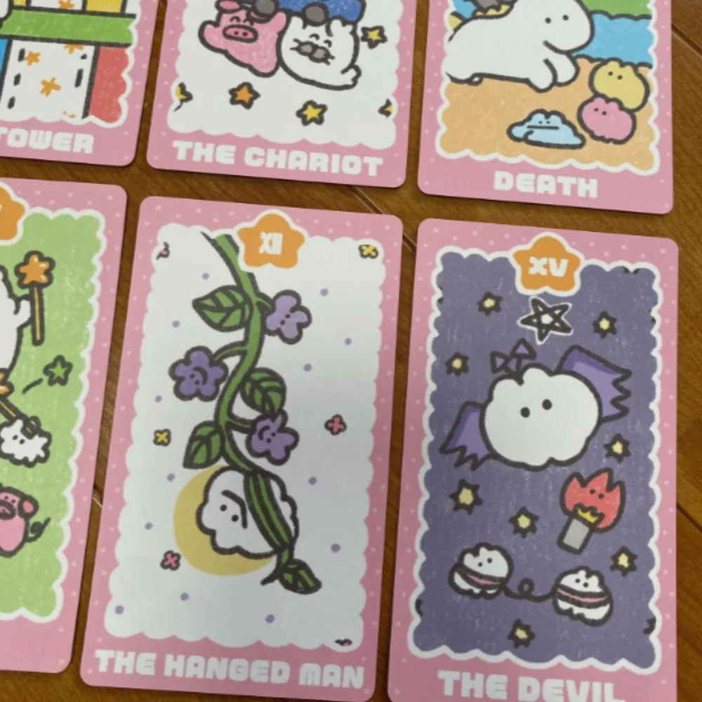 10.3*6cm Mokmok Chan 타로 진정하고 푹신한 디자인은 항상 마음에 편안함을 가져옵니다 78 Pcs Kawaii 타로 카드