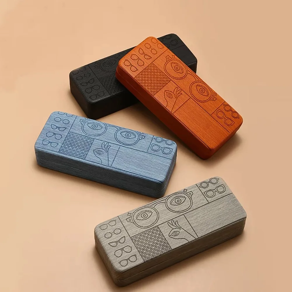 

Portable Glasses Case Square Geometric Pattern Glasses Protective Cover with Embossed Designs Eyewear Holder