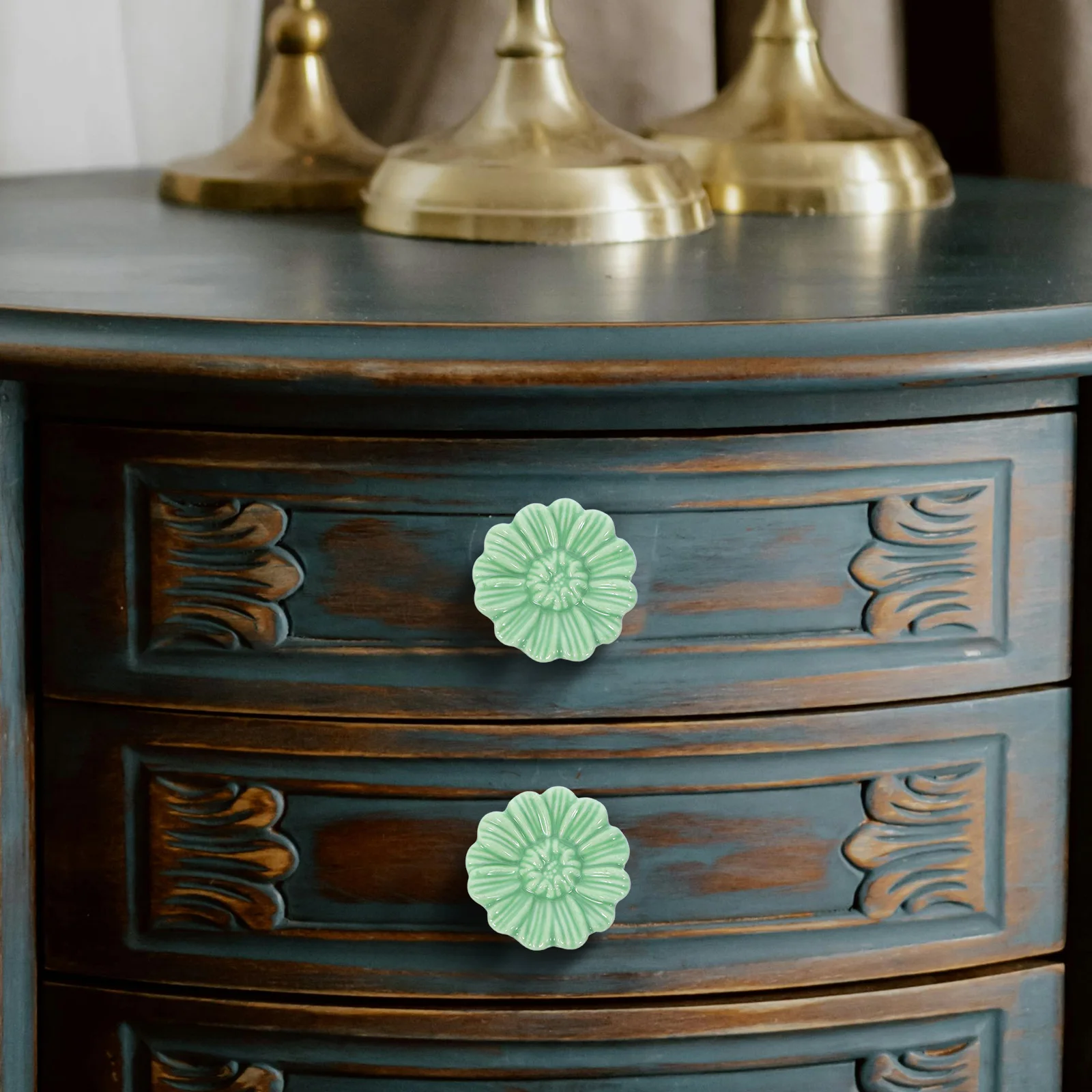 

6 Pcs Retro Ceramic Handles Dresser Cabinet Knobs Furniture Decorative for Door Decorate