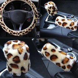 Fashion Car Steering Wheel Cover Volant Plush Leopard Print Braid on the Steering-wheel Funda volante 3 Colors Auto Car Styling