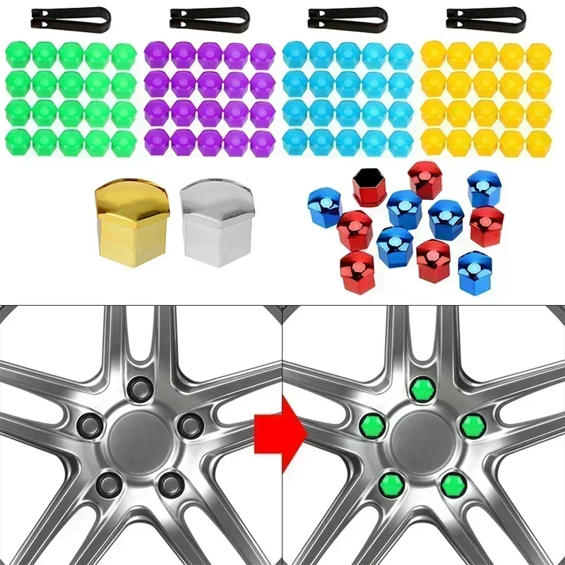 20pcs Car Wheel Nut Caps Protection Covers Caps Anti-Rust Auto Hub Screw Cover Car Tyre Nut Bolt Exterior Decoration 17/19/21mm