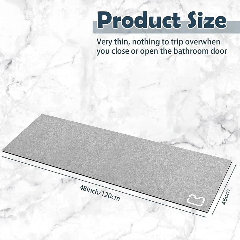 1 Pcs Diatomaceous Earth Bath Mat Absorbent Diatomite Stone Bath Mat Non-Slip Fast Drying Shower Mat Machine Washable Grey