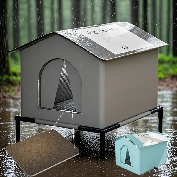Refugio impermeable para gatos al aire libre, casa para gatos callejeros Feral cálidos para todas las estaciones, cueva para mascotas con aislamiento duradero y soporte
