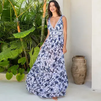 2025 Flaxmaker 여성용 빈티지 프린트 수영복 및 사롱 수영복, 우아한 민소매 여름 수영복