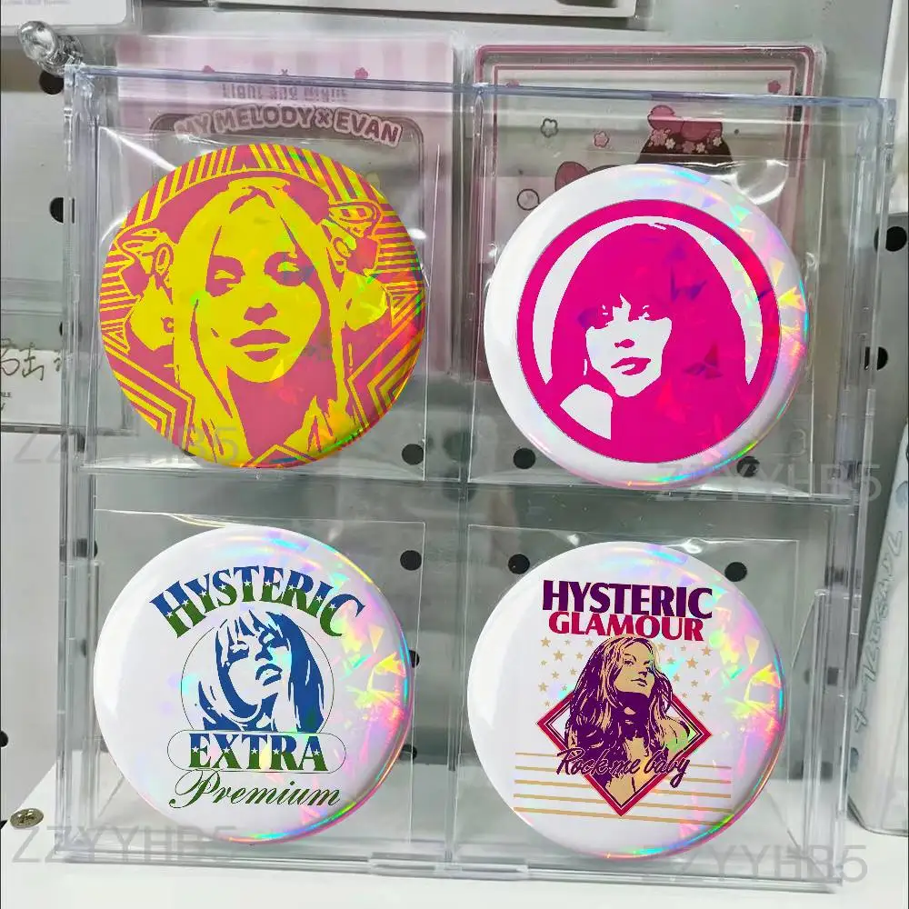 

H-Hysteric-S Glamour Girl Meme Coin Badges Tinplate Round Brooch Custom Anime Role Enamel Pins Gifts for Fans Friends