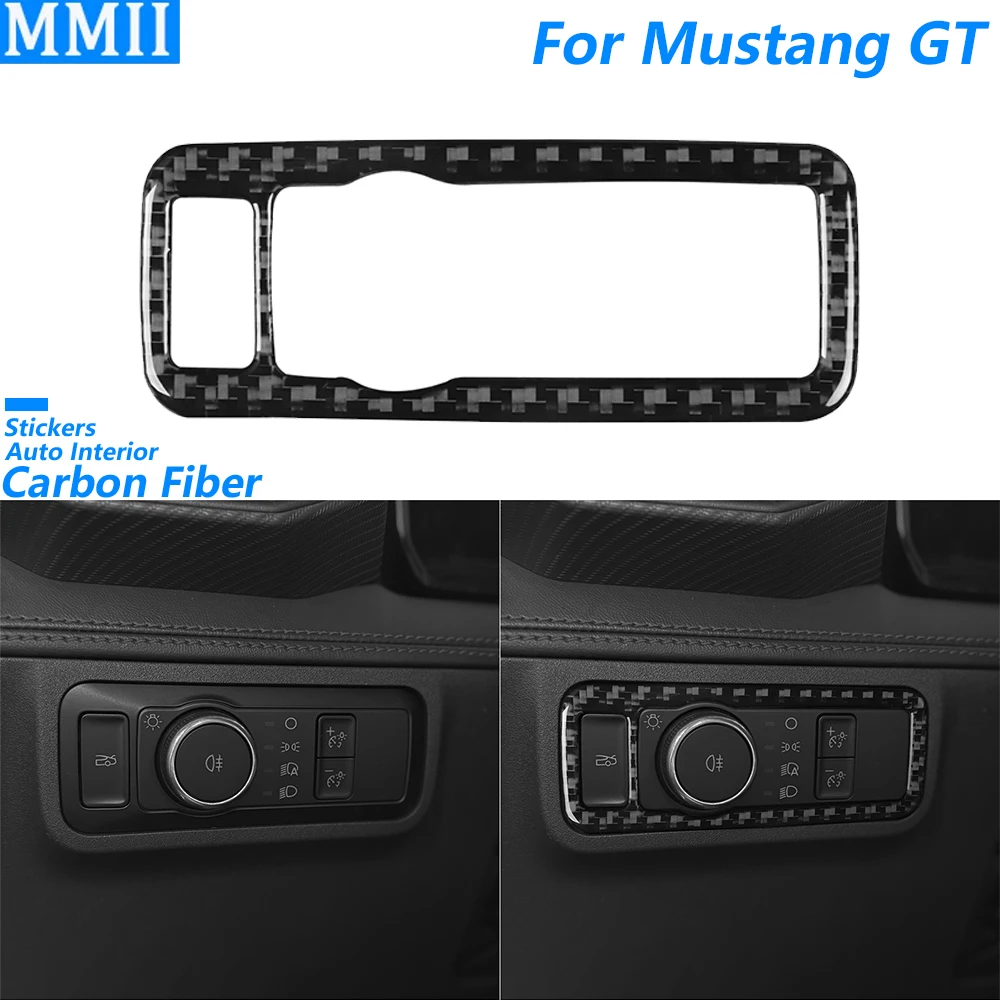

For Ford Mustang GT 2024 2025 Carbon Headlight Switch Control Panel Decorative Cover Car Interior Accessories Decoration Sticker