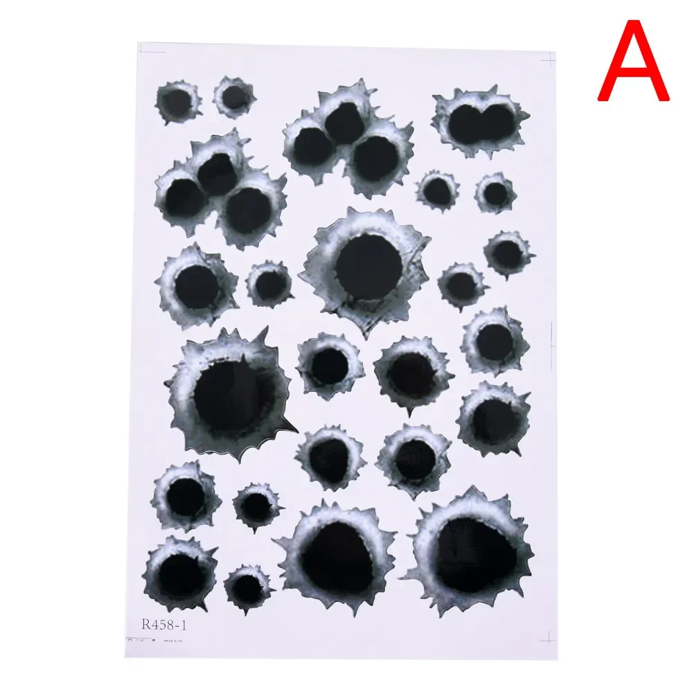 20cm Car Styling 3D Fake Bullet Hole Gun Shots Funny Stickers on Motorcycle Exterior Parts PVC Cover Scratches Decoration Cute,