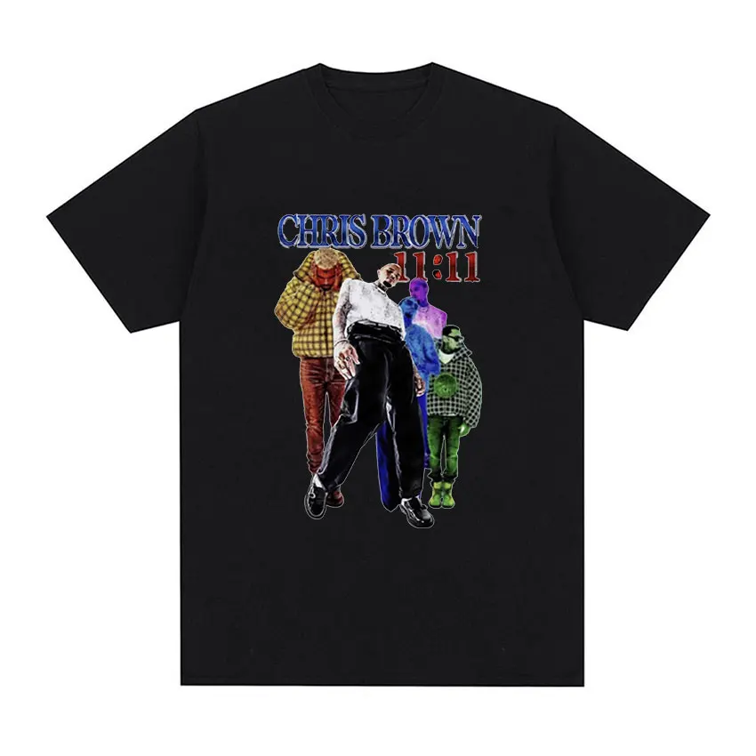 Rapper Chris Brown 11 11 Tour 2024 Graphic T Shirts Men Hip Hop Retro Short Sleeve T-shirt 100% Cotton Oversized Tees Streetwear