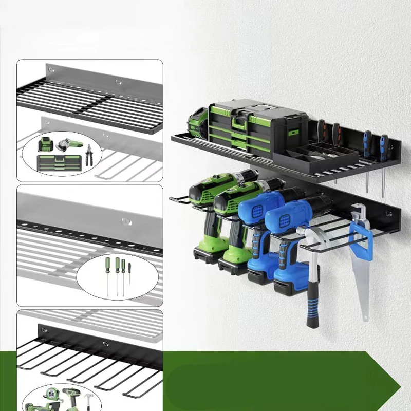 Iron Hand Electric Drill Rack Screwdriver Tool Rack Wall Mounted Rechargeable Drill Storage Rack Garage Powe Tool Storage Rack