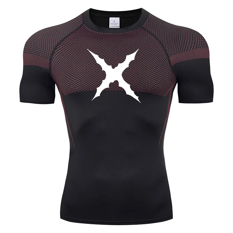 HANRAN جديد مضغوط قميص الرجال تشغيل تي شيرت سريعة الجافة الرياضة ضيق اللياقة البدنية التدريب تي شيرت الرجال تجريب قصيرة الأكمام بلايز