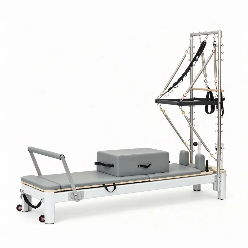 YTTIN Adjustable Health Aluminum Alloy Pilates Semi-High Reformer With Half Tower Germany Springs Microfiber Leather