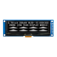 2.7 Inch OLED Monochrome LCD Display Module 256*64 Supports SPI 7Pin SSD1322 DC 3.3V With Pins Soldered / No Pins