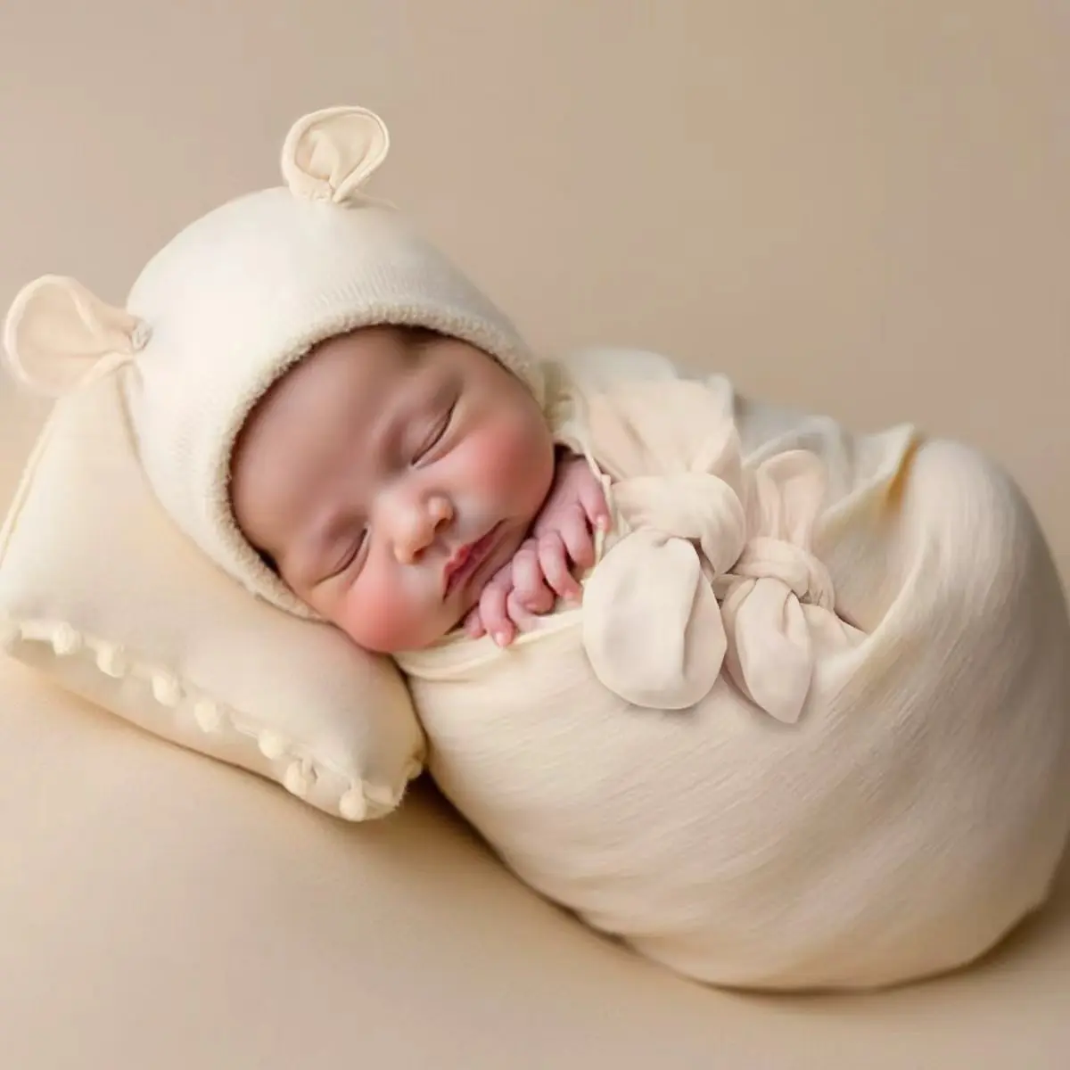Ylsteed Stretch Newborn Photography Wraps with Ears Hat Set Infant Photo Shooting Props Taking Picture Idea-HD