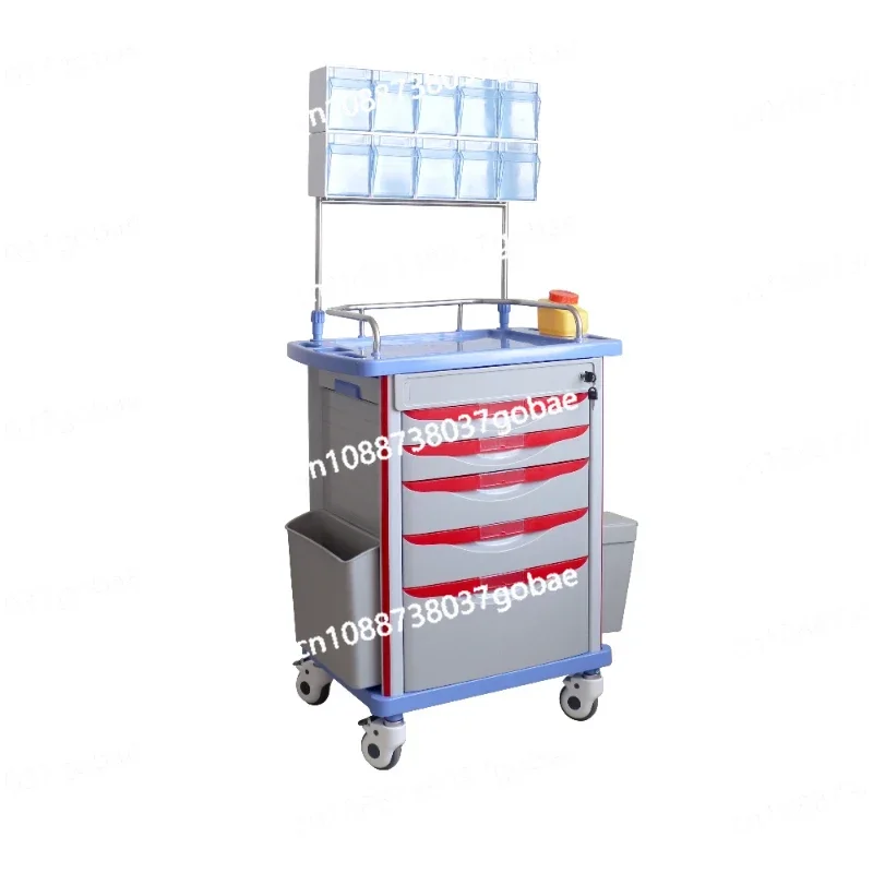 Hospital Furniture ABS Plastic Anesthesia Medicine Medical Cart Emergency Treatment Trolley