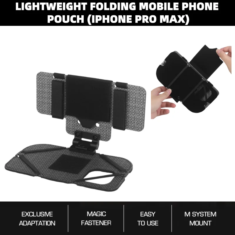 

Lightweight Folding Mobile Phone Pouch Compatible with iPhone 15 Pro Max With Adjustable Tightness & Magic Fastener