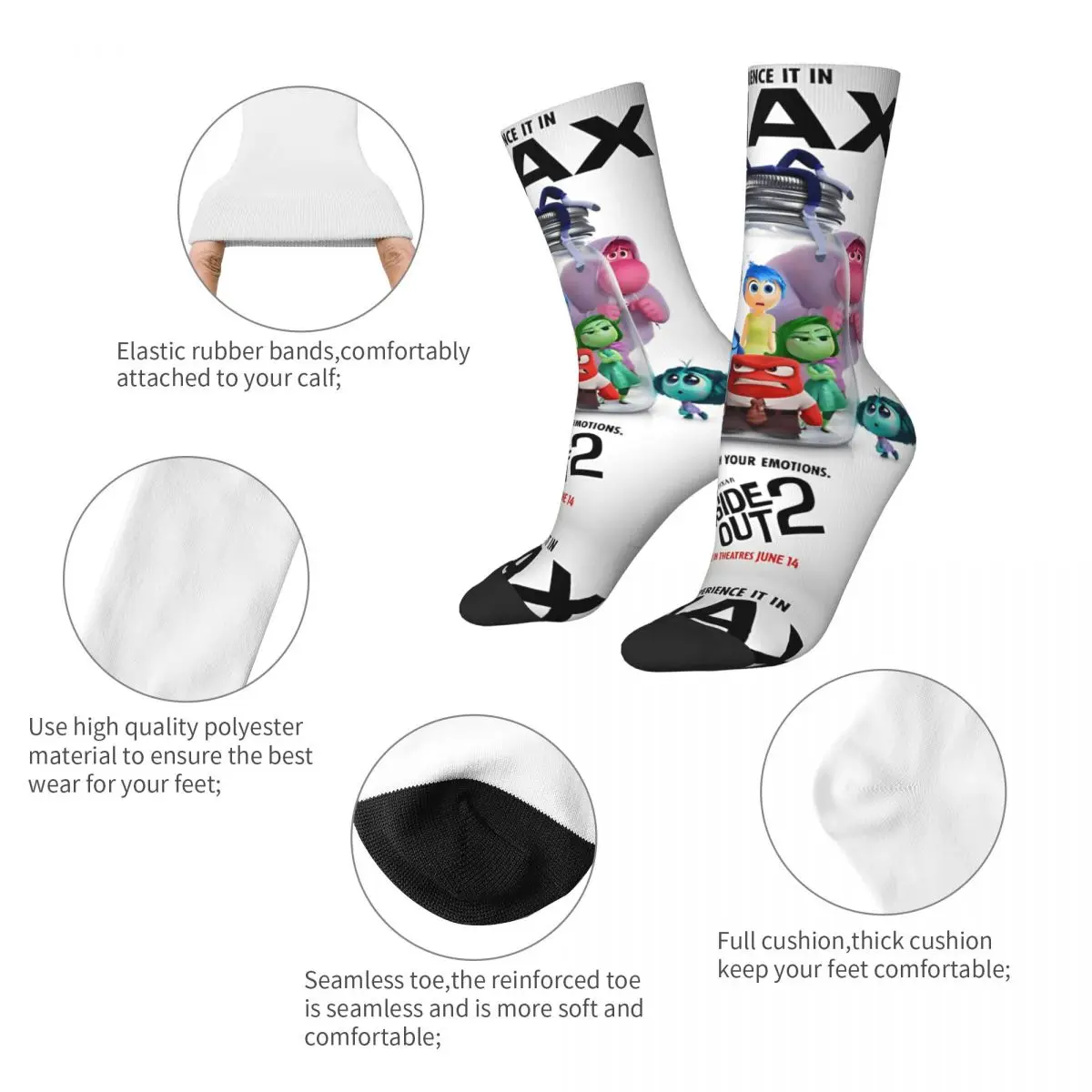 Hip-hop Poster Inside Out Skateboard Socks Polyester Middle Tube Socks for Women Men Non-slip