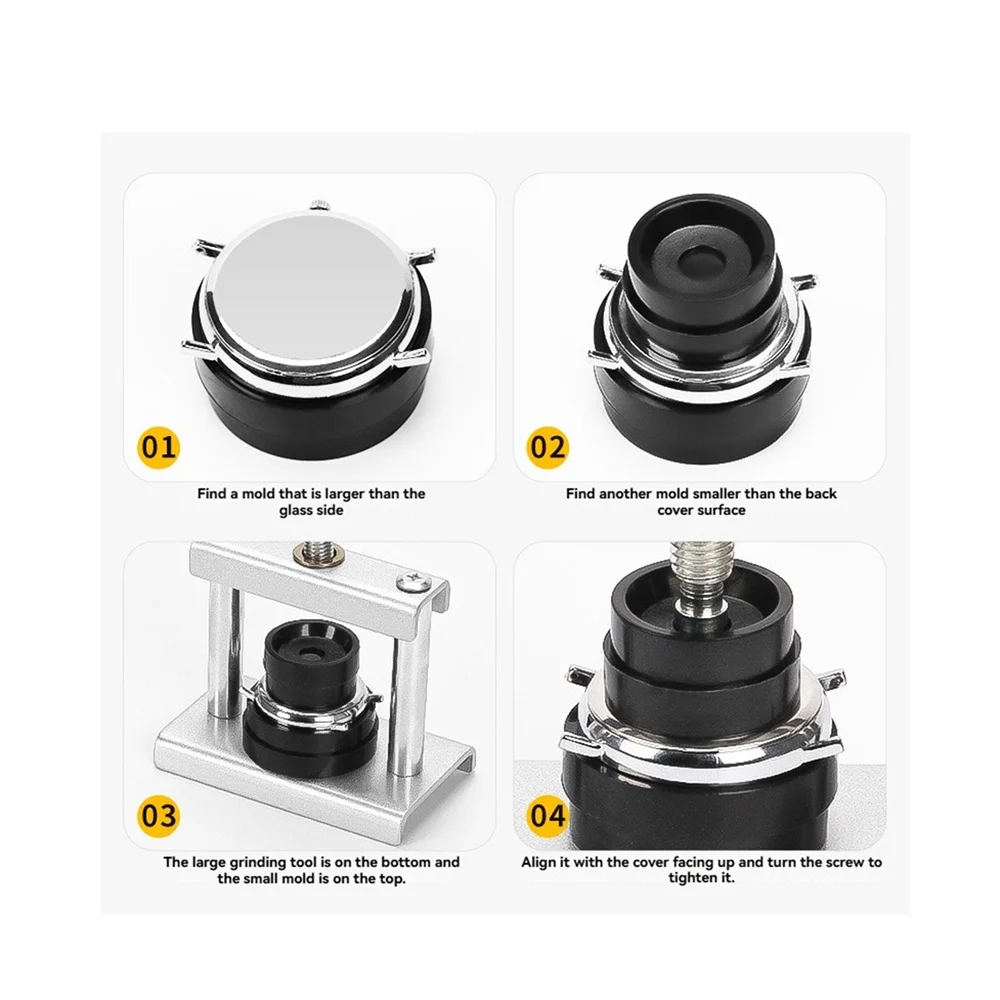 مجموعة أدوات الضغط الاحترافية لسطح المكتب، أداة إغلاق الغطاء الخلفي للساعة ومجموعة قطع غيار إصلاح الساعات لأدوات صانع الساعات