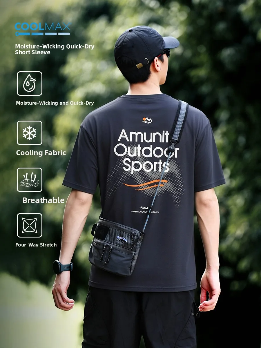 Coolmax Breathable Light Weight Short Sleeve T-Shirt Unisex Loose Fit Sport Style Polyester Fiber Moisture Wicking Purple