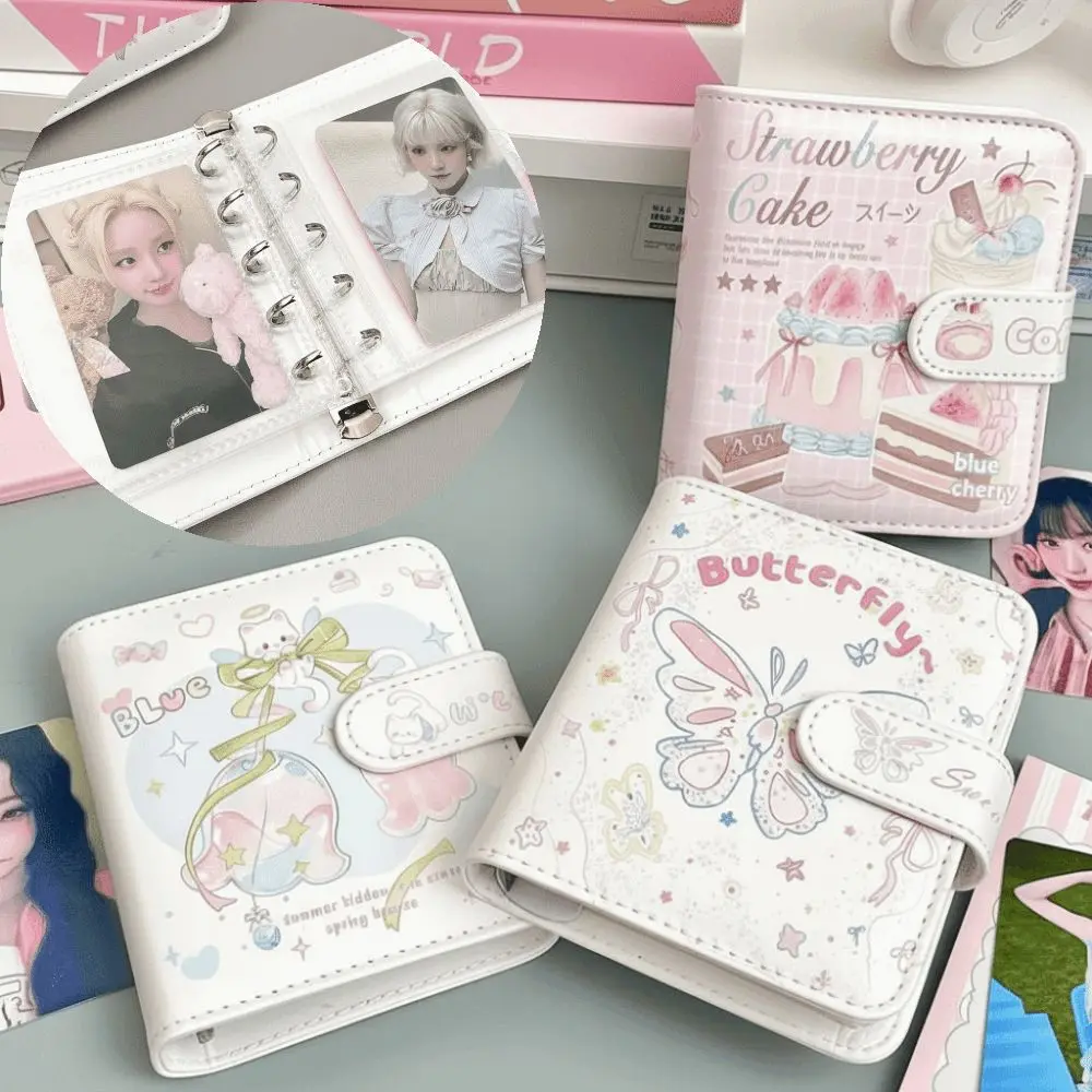 Portable Card Book M5 Cartoon Pattern Grid Card Album 20 Inner Pages Leather Cover Polarized Photo Album Card Photo Collection