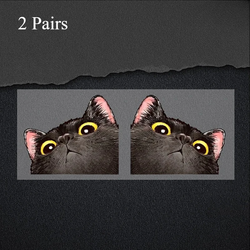 2 Pairs Probe Cat Creative Expression Car Stickers Electric Motorcycle Body Triangle Window Luggage Laptop Stickers Fun Car Stic