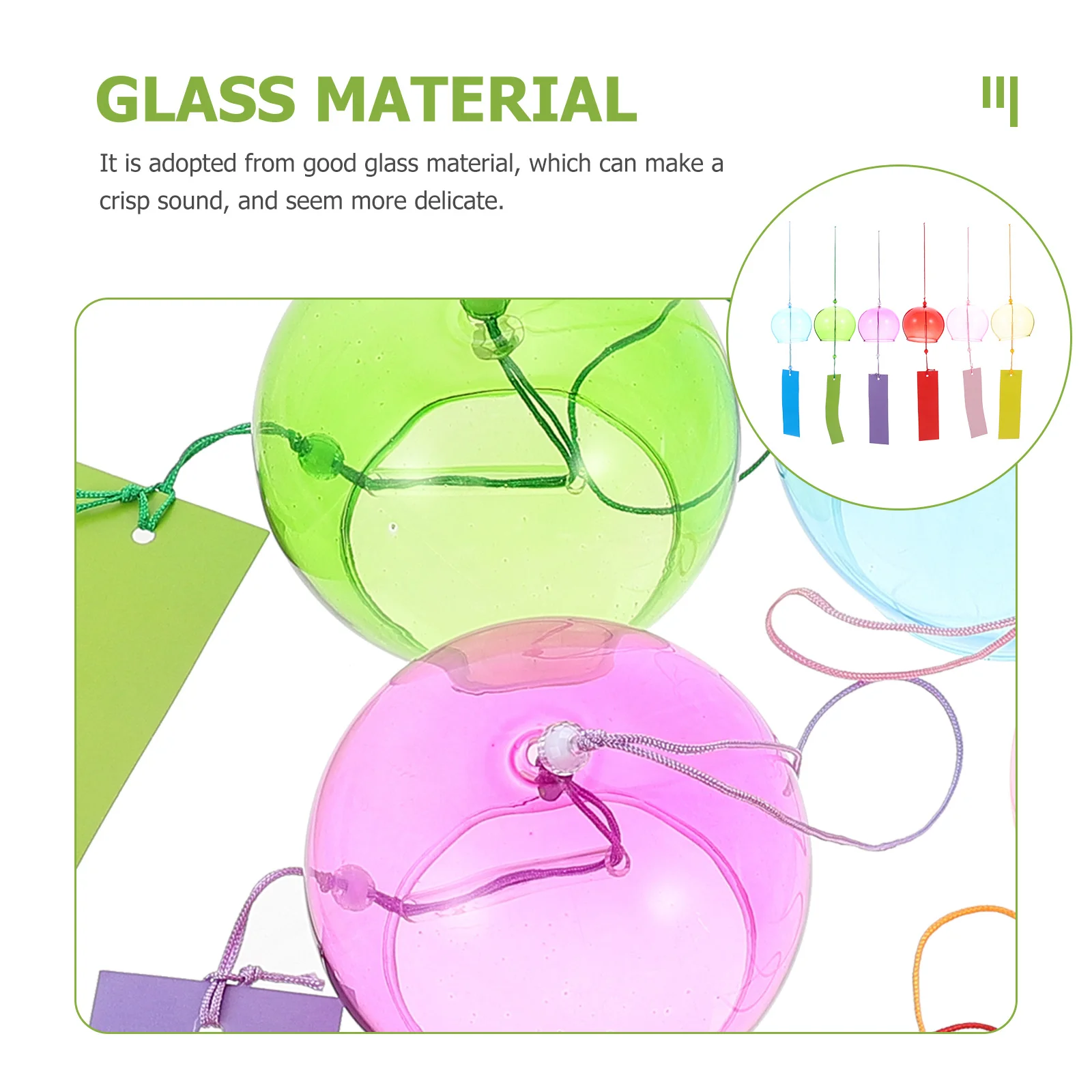 

6 Pcs Glass Wind Chimes Hanging Decoration outside Outdoors Patio Festival Bell Novel Decorate