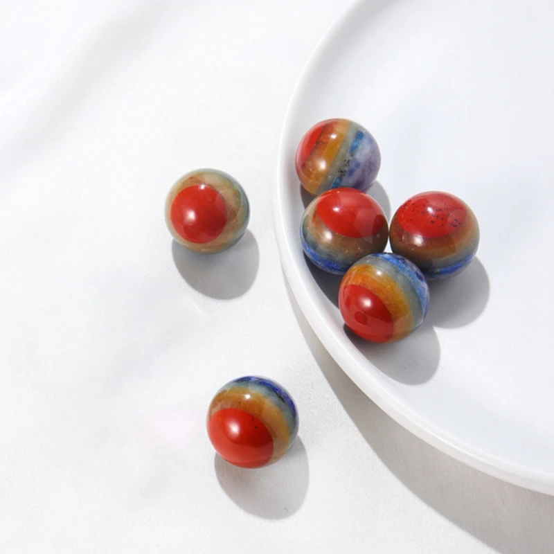 1 Buah Kristal Alami Tujuh Bola Chakra Tangan DIY Batu Permata Dipoles Kristal Penyembuhan Reiki 7 Batu Chakra (16Mm)