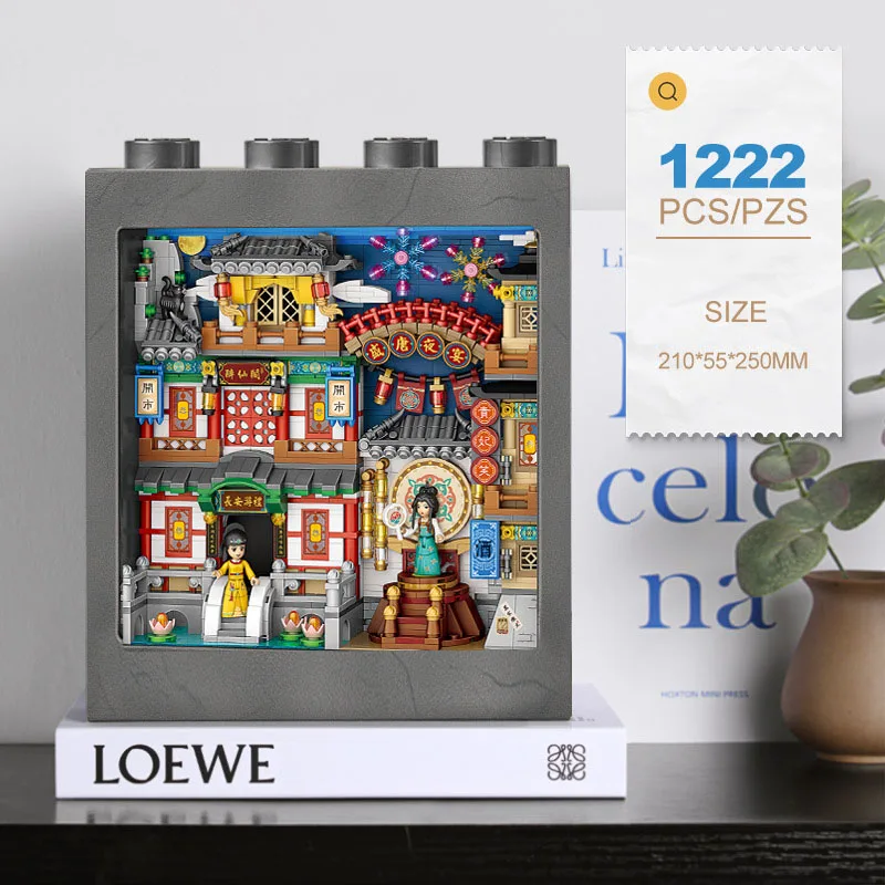 

Idea Building Brick Flower Tiger Mini Block Sunflower China Tang Dynasty Feast Japan Kamakura Train Figures 3D Photo Frame Toys