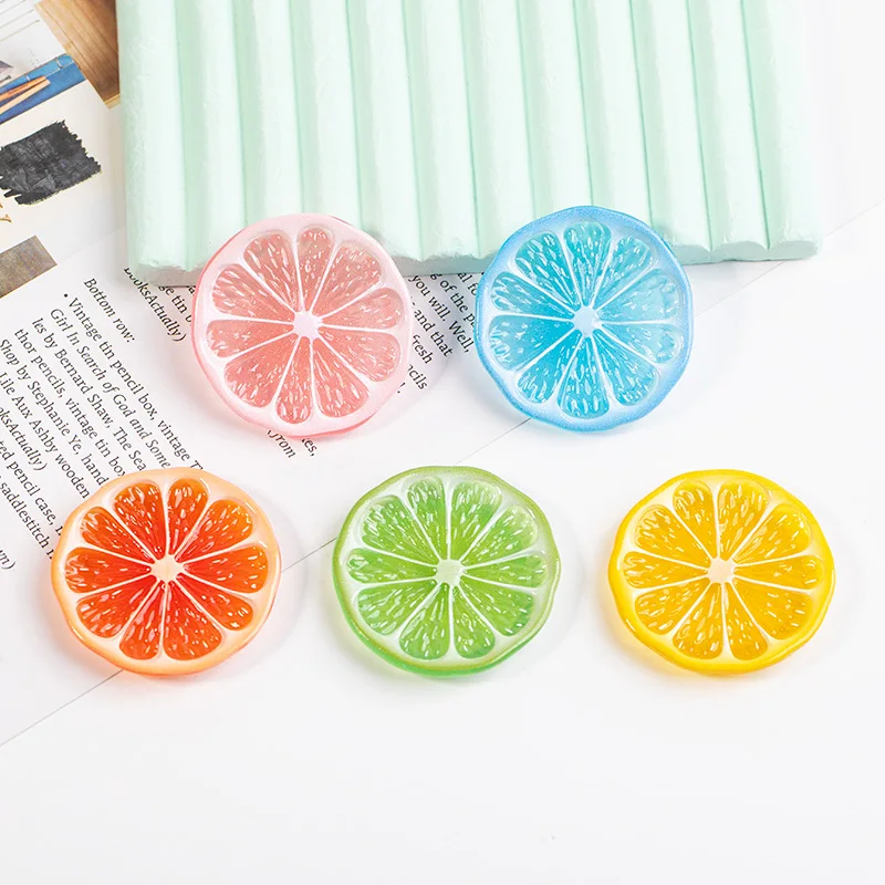 2PCS 42mm Resin DIY Accessories Cartoon Simulated Lemon Slice Cream Glue Phone Case Sticker Fridge Magnet Shoe Button Material