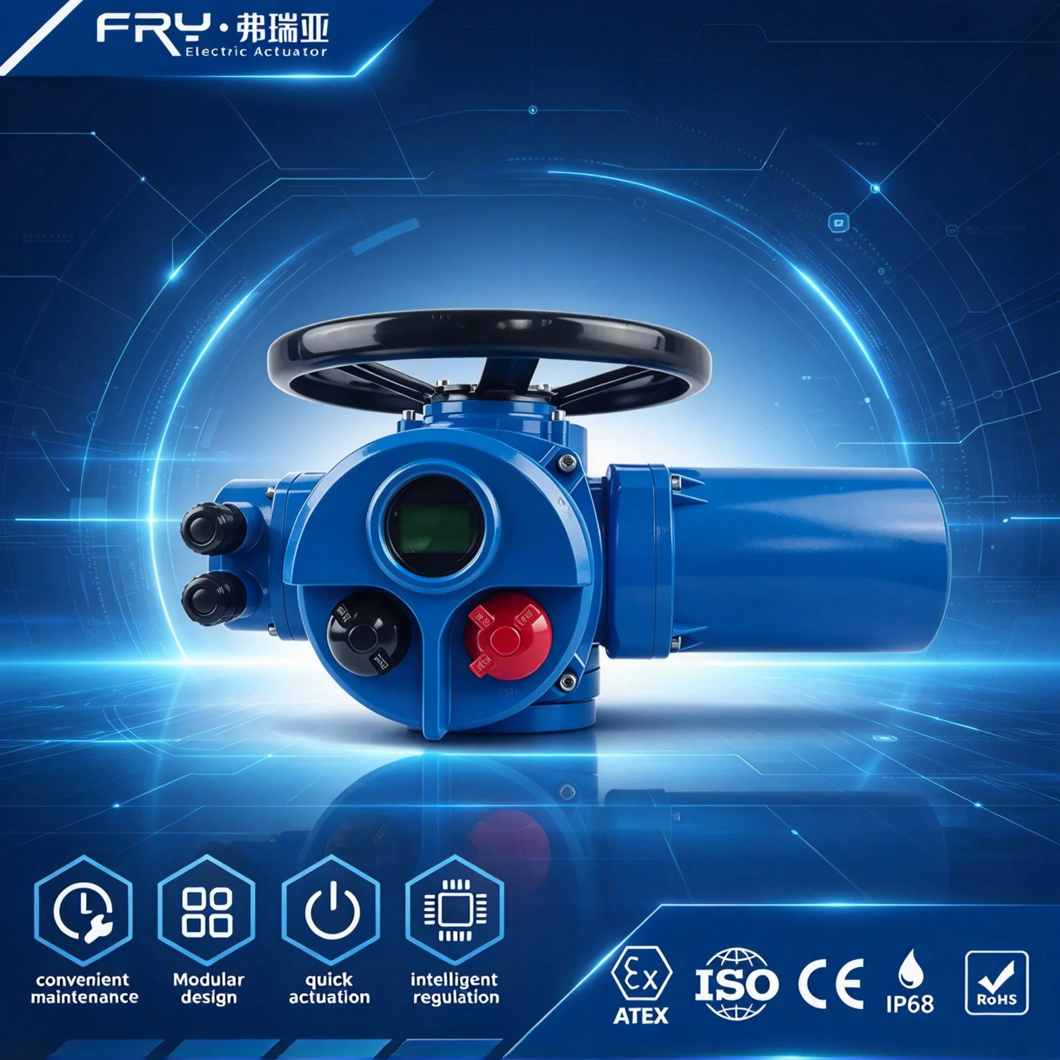 Multi Turn Electric Actuator IP67 AC220V/380V 50Hz 4-20mA With Limit Switch Position Indicator In Oil Industry