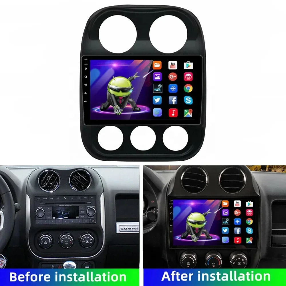 HD multimedia 10.1 inch car audio android navigation WIFI BT Car DVD player for Jeep Compass Patriot 2010-16