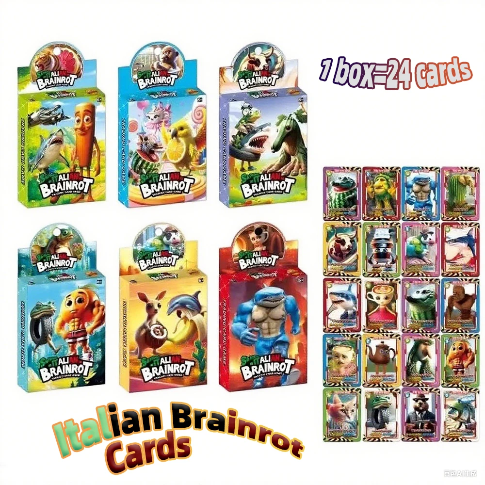 

1 Box Italian Brainrot Cards Game Tungtungtungsahur Laser Card Tralalero Tralala Card Classic Toy Collection Card Children Gift