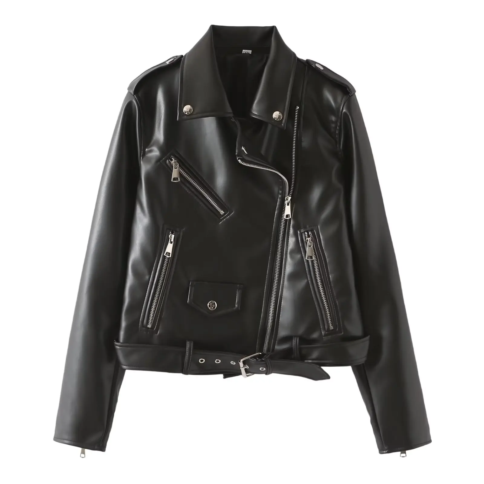 

DiYiG WOMAN 2024, осенняя новая модная байкерская куртка в ленивом стиле с поясом из искусственной кожи, шикарная куртка на молнии с лацканами, верхняя одежда Mujer