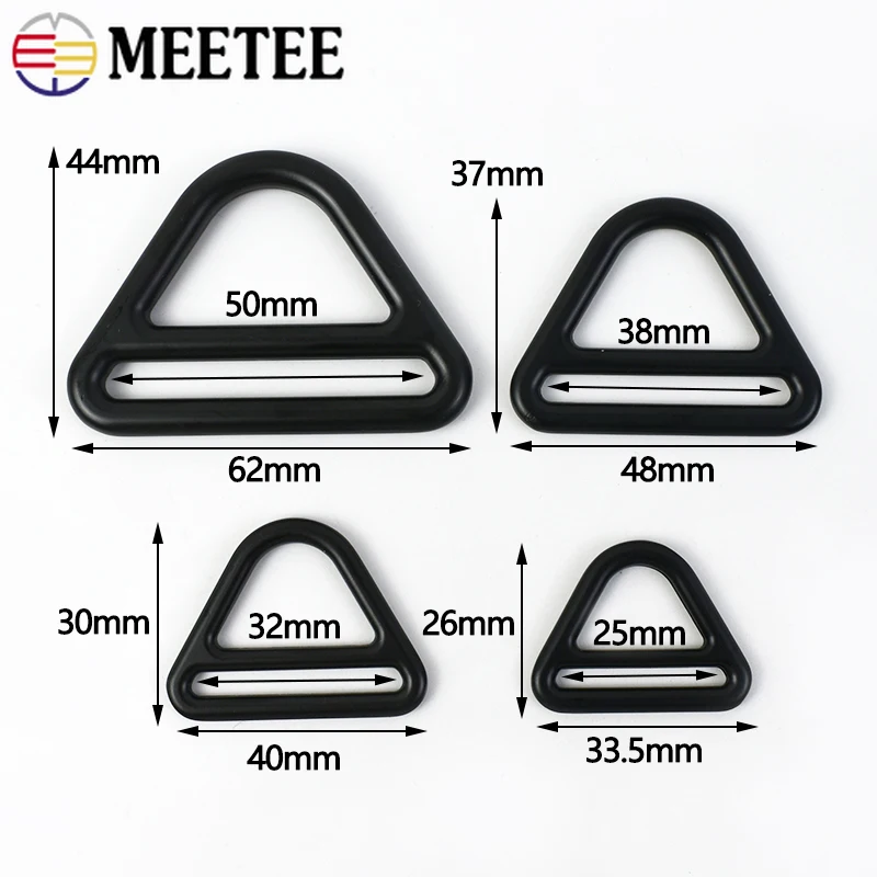 2/5Pcs Meetee 25-50mm Metal Tri-Glide Triangle Buckle Bag Strap Belt Clasp Buckles Webbing Dog Collar Connect Ring Hook Accessor