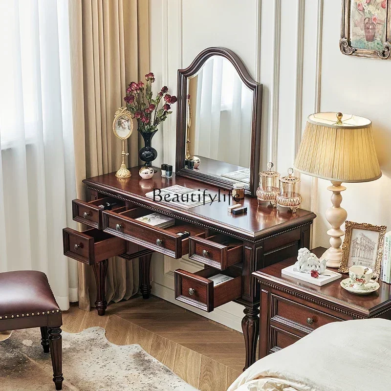 

yj7 ls 35American solid wood dresser full solid wood gold silk teak makeup table retro style