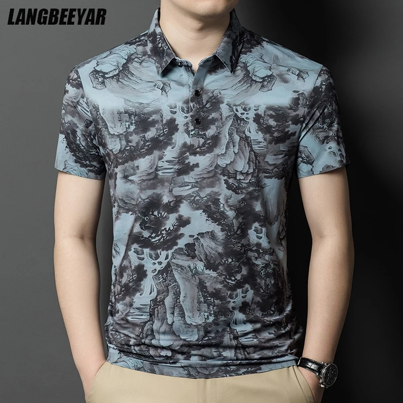 

Top Grade Luxury 2025 New Summer Polo Shirt Men Designer Brand Neck Short Sleeve Floral Casual Tops Fashions Men Clothes