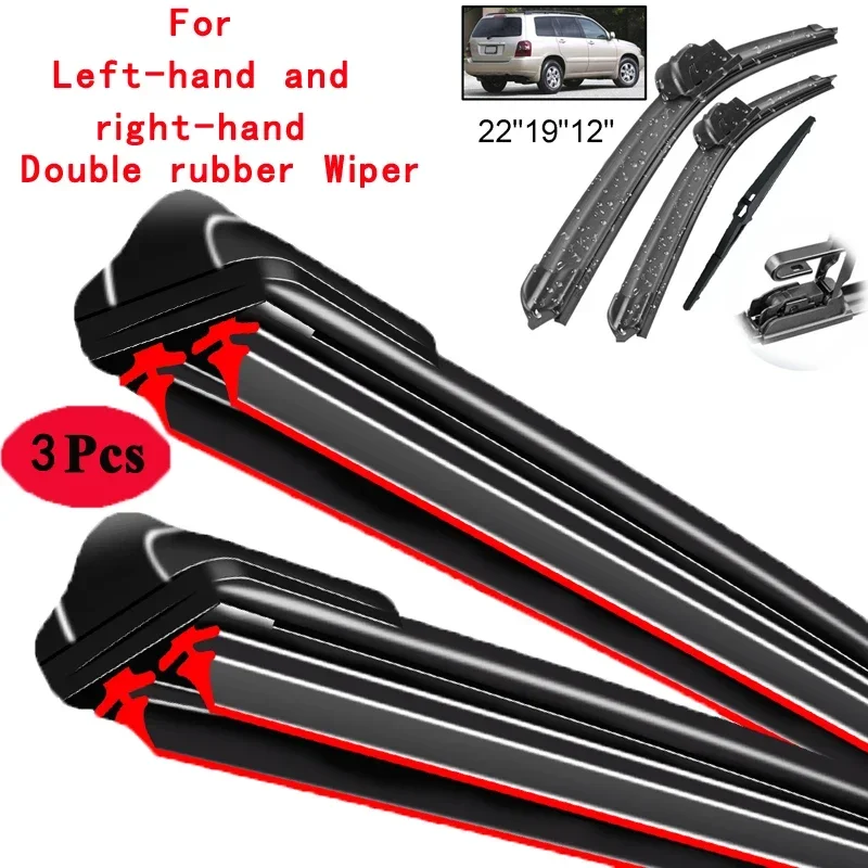 

Car Wiper Front & Rear Wiper Blades Set Kit For Toyota Highlander Kluger XU20 2000 - 2007 Windshield Windscreen 22"19"12"