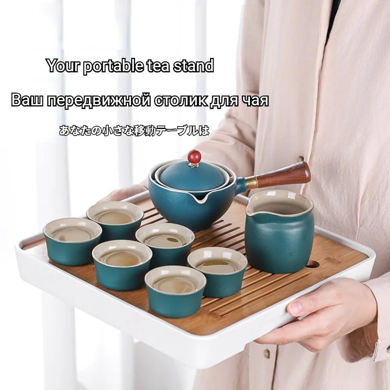 

Porcelain Chinese Gongfu Tea Set Portable Teapot with 360 Rotation Maker and Infuser All In One Gift Birthday Bag