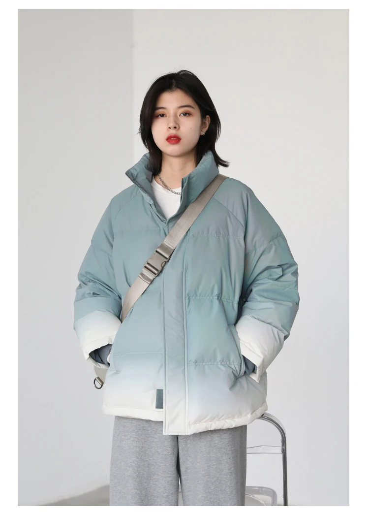 CHIC VEN Women's Down Coat Reflective Gradient Thickened Women Bread Coats 90 White Duck Down Jacket Warm Overcoat Winter 2024