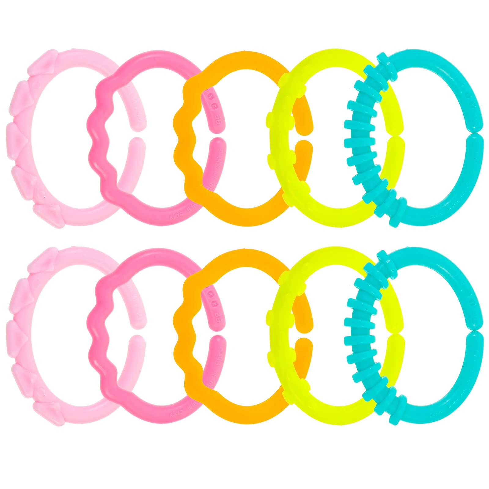 

24pcs Teether Rings Stroller Toys Non-Toxic Rattle Handle Link Ring 3 Months+ Safe for
