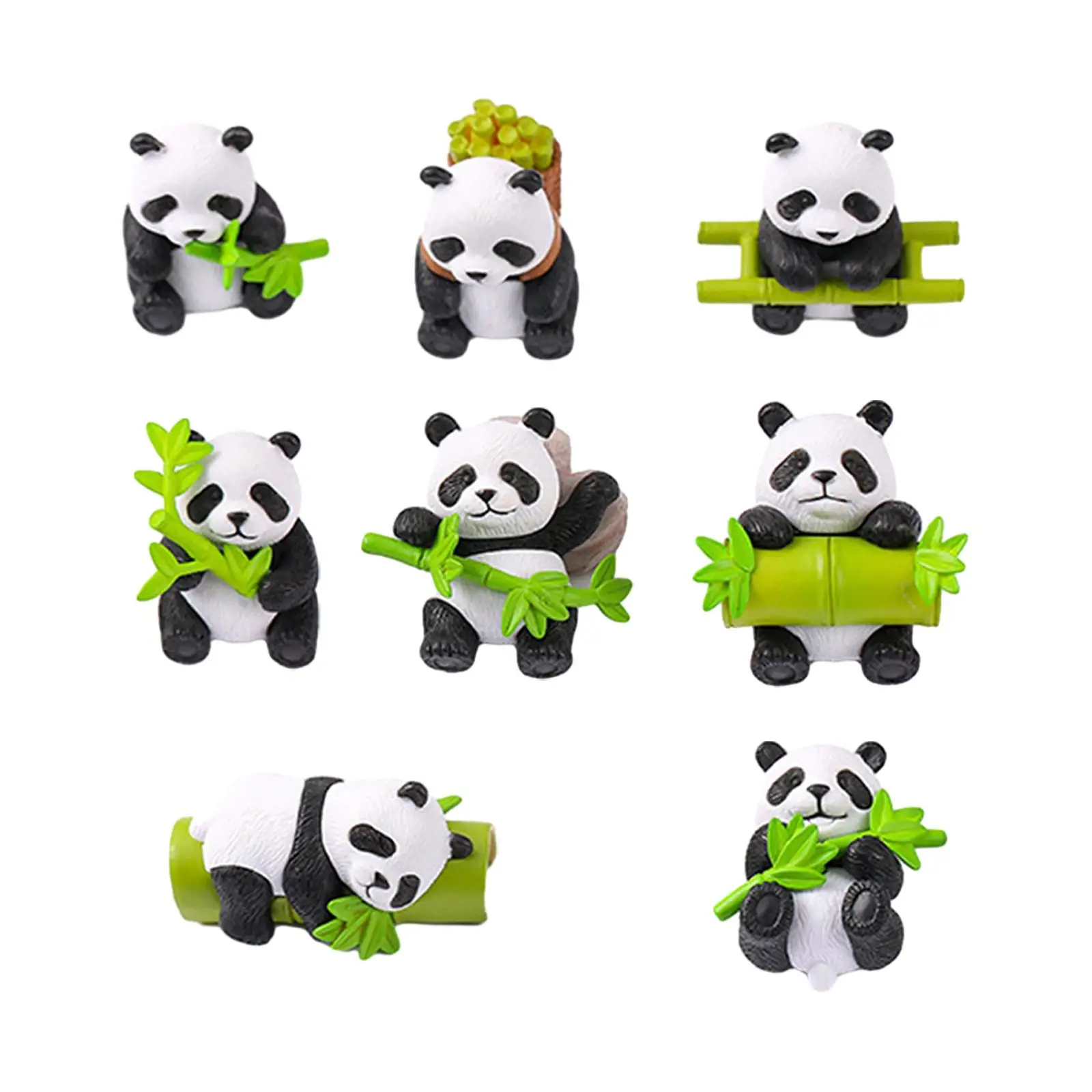 8 Pieces Resin Panda Figurines Craft DIY Micro Landscape for Kids Room Cute