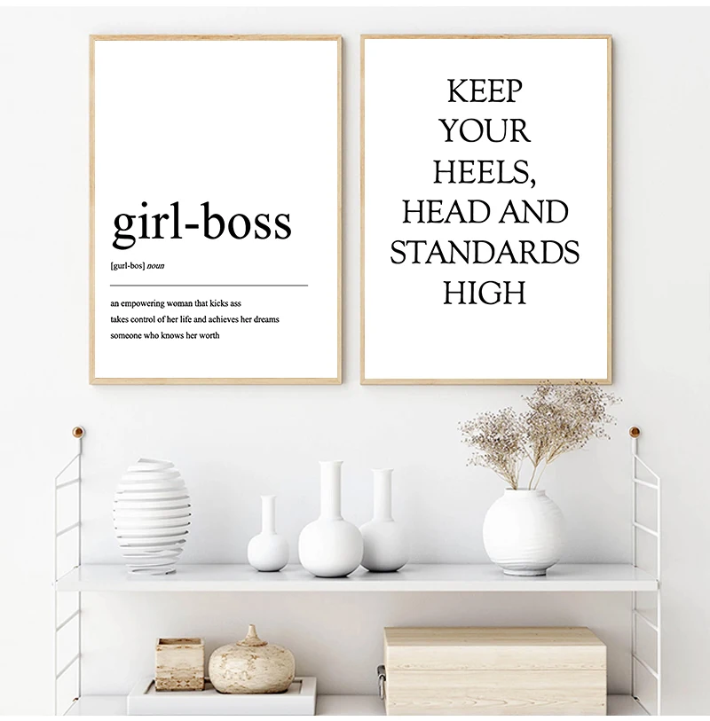 Coco Fashion Definition Wall Art Canvas Posters Prints Girl-boss Quotes Painting Black White Wall Pictures Home Woman Room Decor