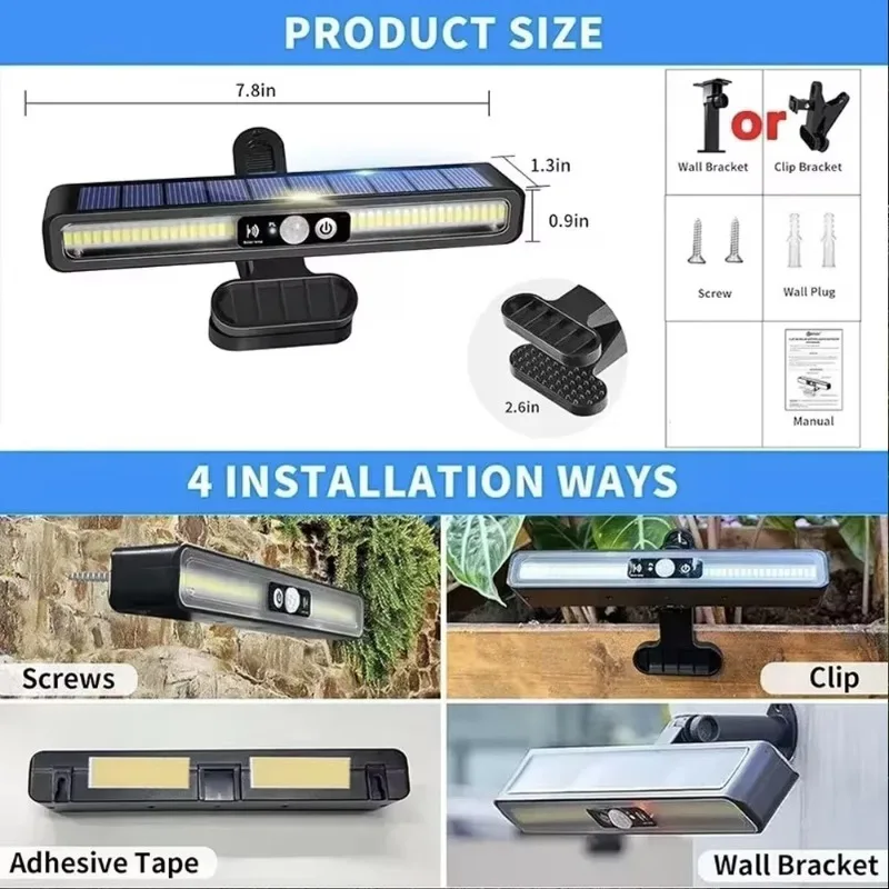 NEW Clip On Solar Motion Lights Outdoor Waterproof,Solar Fence Lights Outside with 36 LEDs,Portable Solar Powered Security Light