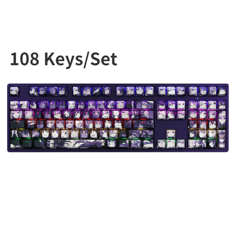 108 Keys/Set Arknights Theme Backlit PBT Keycaps for Mechanical Keyboard Japanese Anime Gaming Custom Design Cute Girl Key Caps