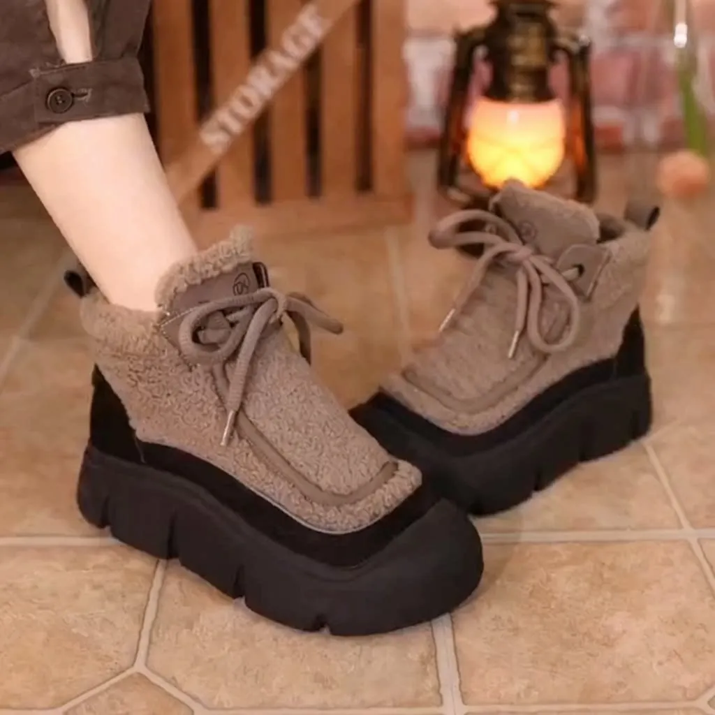 

Women's Winter Boots Thick Bottom Snow Boots Fleece Lined Low Cut Comfortable Cotton Shoes Metal Detail Short Tube