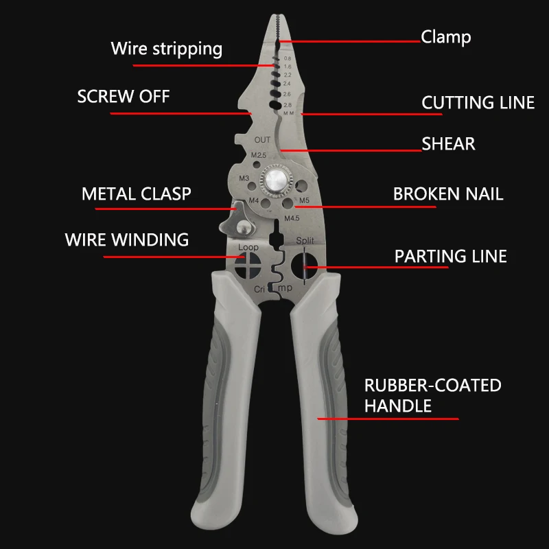 Wire Stripper Decrustation Pliers Crimper Cable Stripper Cutter Multifunctional Wire Repair Tool Pliers Hand Tools