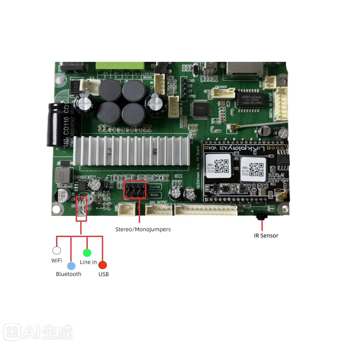 EMIUZEK AMP D60 50W*2 Wireless Audio Verstärker Bord Multiroom Streaming Stereo DAC Decod Sound Verstärker AMP V4 – Detail 3