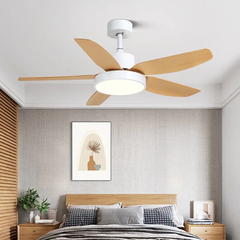 Restaurant Fan-Style Ceiling Lamp Simple Macaron Living Room Electric Fan Lamp Home Bedroom Frequency Conversion Fan Lamp